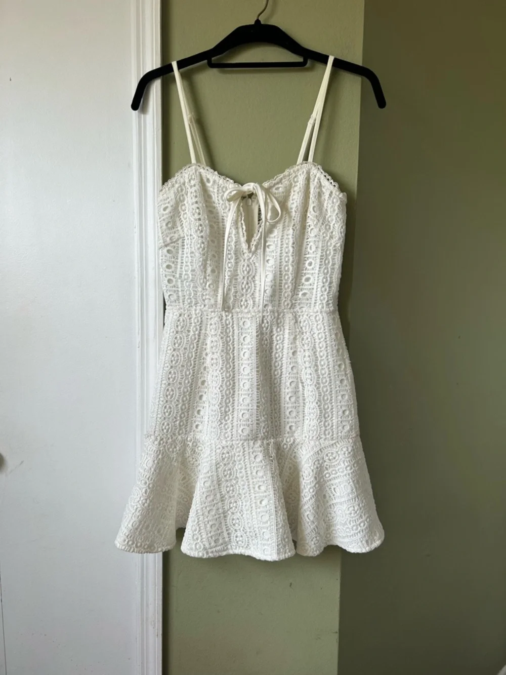 by the way Del Crochet Off-White Lace Mini Dress Sz S - Picture 7 of 9